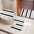 thumbnail image 4 of Black Grey Stripes Bath Mat 3 Piece Bathroom Rug Set, White Striped Vertical Modern Geometric Non Slip Bath Rug Contour Mat and Toilet Lid Cover, Absorbent Shower Mats Soft Bath Rugs and Mats Sets, 4 of 8