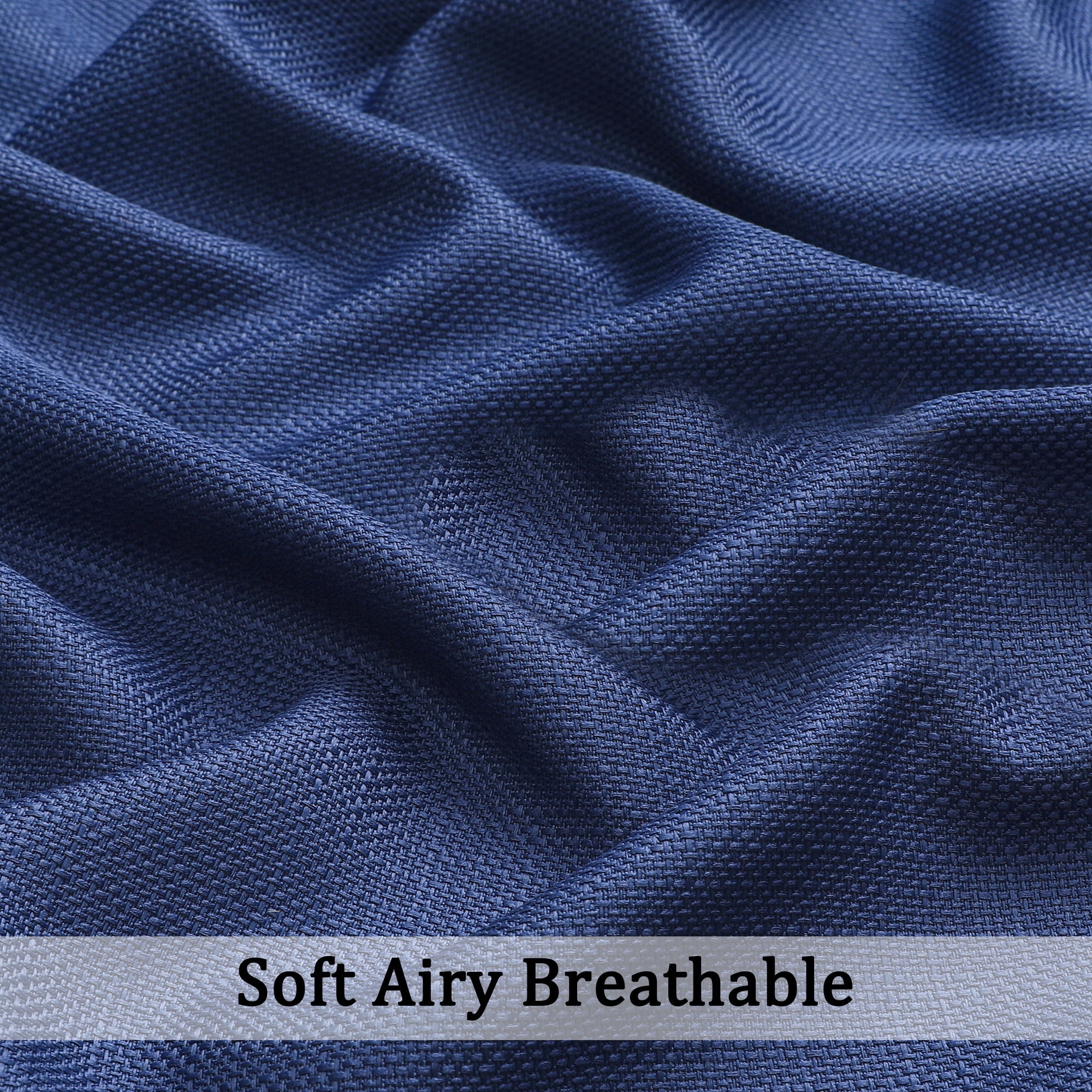 OVZME Bethany Blue Curtains Tier 36 Inch Length 2 Panels, Soft Airy Solid Faux Linen Textured Short Curtains for Bedroom, Small Basement Bathroom Window Curtain with Rod Pocket, Each 30"Wx36"L