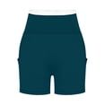 thumbnail image 7 of Women's High Waisted Biker Shorts Tummy Control Athletic Shorts with Phone Pockets Stretchy Workout Pants for Yoga Running Pilates Dark Blue L, 7 of 7