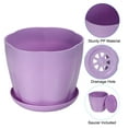thumbnail image 3 of Uxcell 8 Inch Plastic Plant Pots Flower Planters with Drainage Holes and Saucer, Purple 5 Pack, 3 of 6