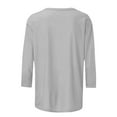 thumbnail image 5 of Cqxid525 Women's T-Shirts Women's Solid Color Round Neck Slim Seven Point Sleeve T Shirt Top M Grey, 5 of 5