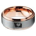 thumbnail image 2 of Tungsten Montana The Treasure State Heart Band Ring 8mm Men Women Comfort Fit 18k Rose Gold Step Bevel Edge Brushed Polished, 2 of 4