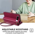 thumbnail image 2 of Compatible with Google Pixel 9 / 9 Pro Crossbody Wallet Case,Flip Folding Kickstand,With Card Slots,Long Strap&Short Strap,Zipper Pocket,Shockproof Heavy Duty PU Leather Phone Case,Red, 2 of 8
