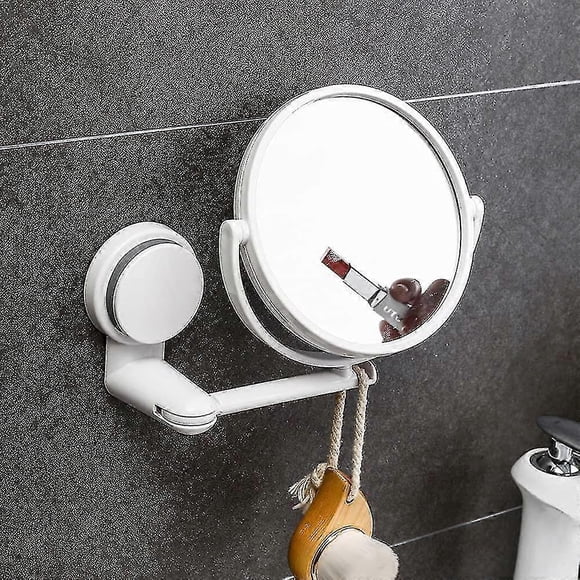 Espejo de pared con ventosa, espejo de baño, espejo de maquillaje, espejo colgante de pared, espejo de aumento de doble cara ajustable de 360 grados, espejo de escritorio, espejo de mesa