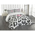 thumbnail image 3 of Ambesonne Savannah Quilted Bedspread Set 3 Pcs, Cheetah Leopard Kiss Print, Queen Size, Charcoal Grey and Pink, 3 of 5
