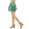 thumbnail image 5 of MODA NOVA Junior's Floral Print Elastic High Waist A-Line Mini Skirt Green S, 5 of 6