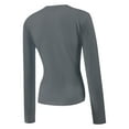 thumbnail image 5 of Womens Shirts Long Sleeve Crew Neck Ruched Stretch Basic Fitted Tee Shirts Tops, 5 of 5