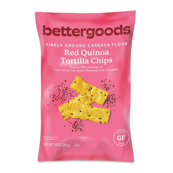 bettergoods Finely Ground Cassava Flour Red Quinoa Tortilla Chips, 10 oz