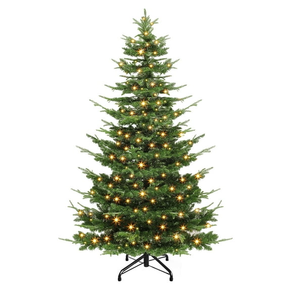 ModFusion Pre-Lit Aspen Fir Artificial Christmas Tree, 6.5ft, 900 Branch Tips, 500 Lights