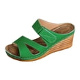 thumbnail image 5 of Rokment Wedges Dress Sandals for Women Ladies 2026 Summer Fashion Casual Leather Open Toe Platform Dressy Slip on Ladies Orthotic Arch Support Chunky High Heels Beach Slides H Size 9.5, 5 of 6