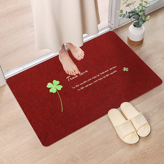 Welcome Mat for Front Door with Non Slip Rubber Back, 15.7"x23.6", Red, True Love