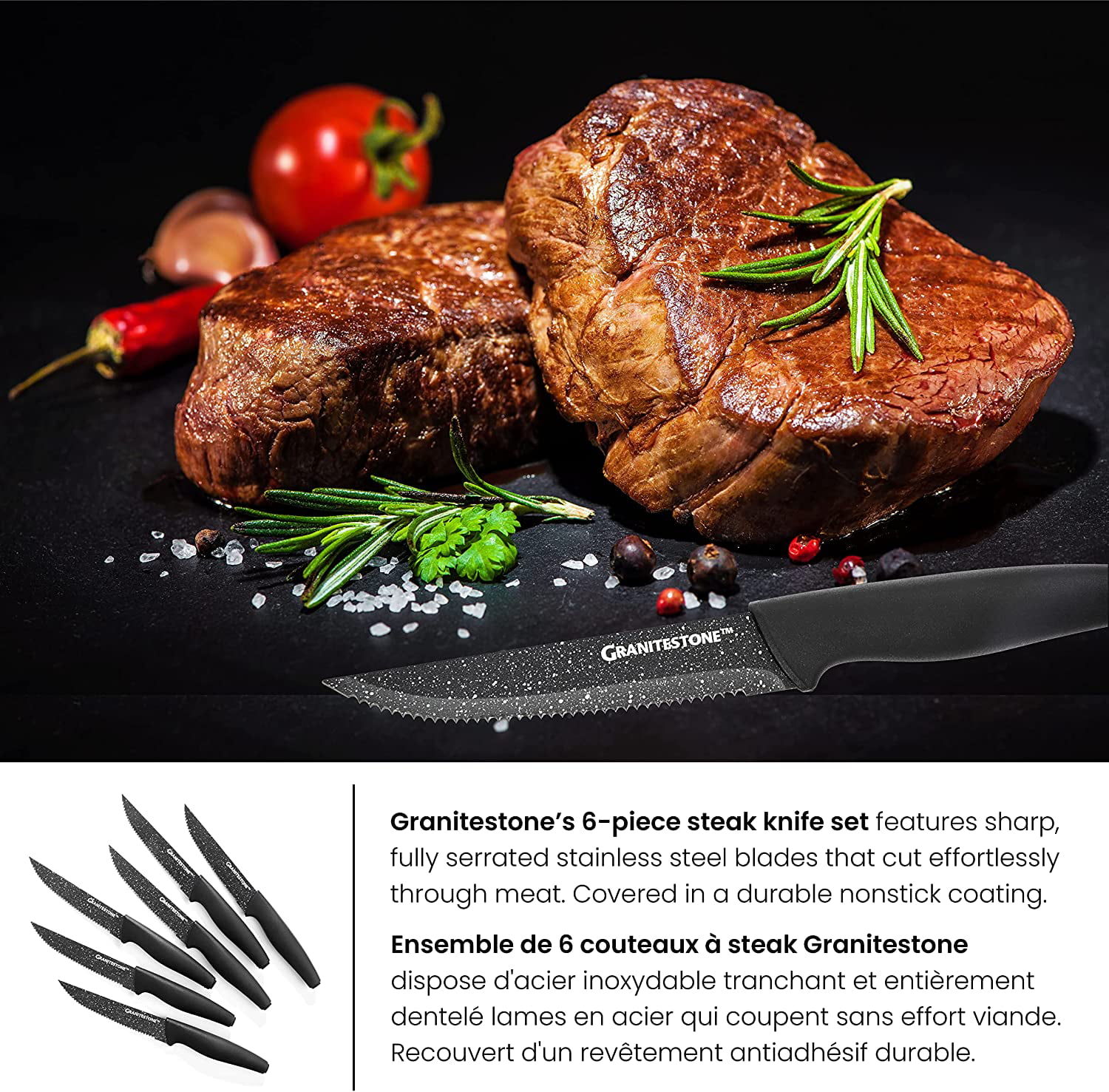 Steak Knife Set by , High Grade Professional Kitchen Knives Set, Knife Sets  Toughened Stainless Steel w Nonstick Mineral Coatin - AliExpress