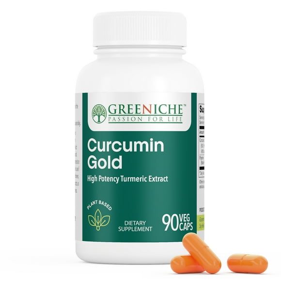 Greeniche Natural | Halal Curcumin Gold | 60 Vegicaps | High Potency Curcumin |Tumeric Curcumin Supplement
