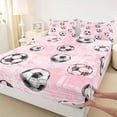 thumbnail image 4 of Castle Fairy Pink Soccer Print King Sheets 4pcs, Vintage Sport Ball Bedding, Pink Black White,1 Fitted Sheet, 1 Flat Sheet and 2 Pillowcases, 4 of 6