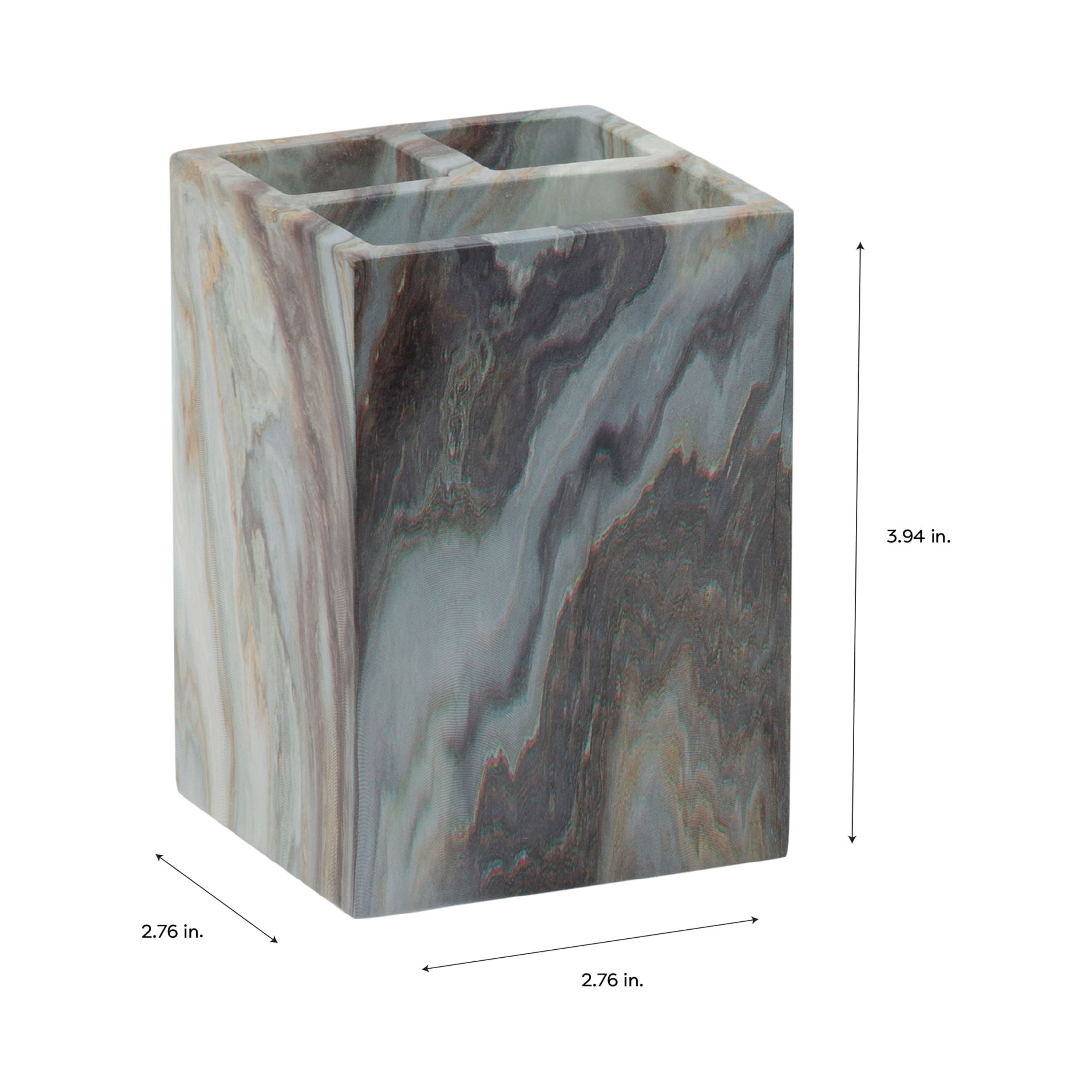 ELLE Paris Square Polyresin Tooth Brush Holder in Agate