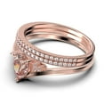 thumbnail image 4 of Gorgeous Minimalist 2.25 Carat Pear Cut Morganite And Diamond Moissanite Unique Engagement Ring, Affordable Wedding Ring, Two Matching Band in 925 Sterling Silver With 18k Rose Gold Plating, 4 of 4