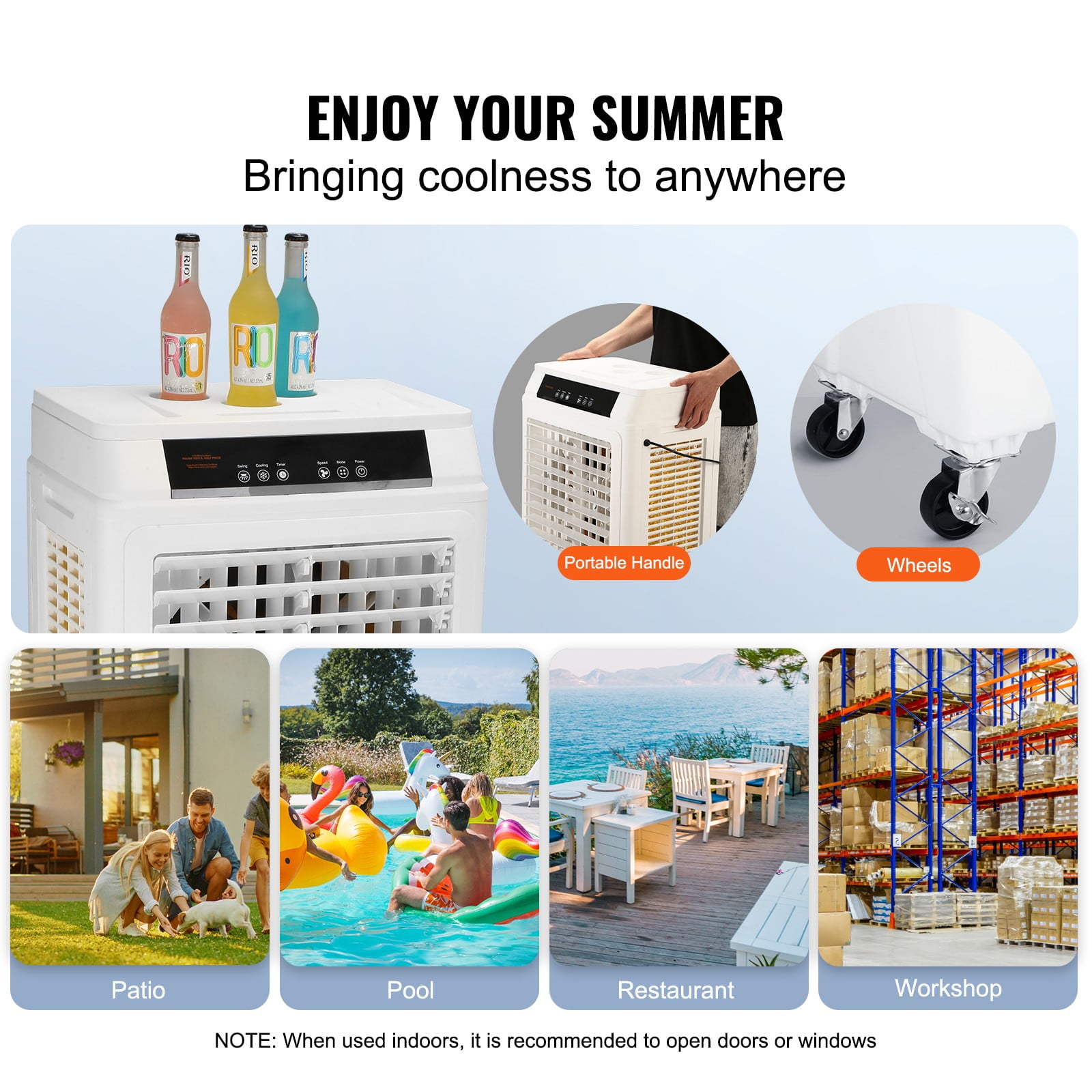 BENTISM 3-in-1 Evaporative Cooler, 9 Gal/34 L Portable Air Cooler 3100 CFM Swamp Cooler with Remote Control 12 H Timer Air Cooler, 3 Wind Speeds for Outdoor Indoor Use