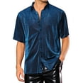 thumbnail image 1 of Camisa brillante y transparente INSPIRE CHIC para hombres, camiseta de malla corta metálica para fiestas, color azul, 1 of 1