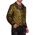 thumbnail image 4 of Argyle Sequins Jackets for Men's Long Sleeves Metallic Shiny Hooded Disco Jacket 2XL Golden, 4 of 5