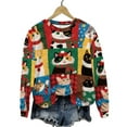 thumbnail image 2 of GaThRRgYP Plus Size Tops Long Sleeve,Women's Christmas Solid-color Round-neck Casual Sporty Long-sleeved Fleece Sweatshirt Top Multicolor S, 2 of 9