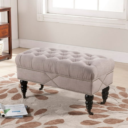 Hildebrand Linen Modern Tufted Bench