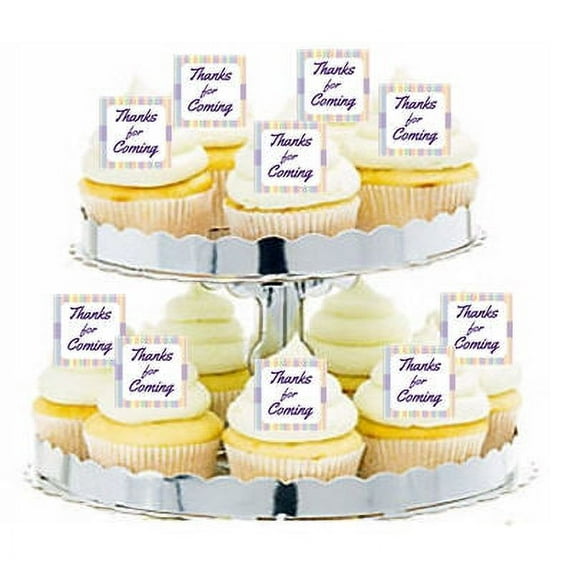 24pk Thanks for coming Purple Edible Cupcake Decoration Toppers / Picks