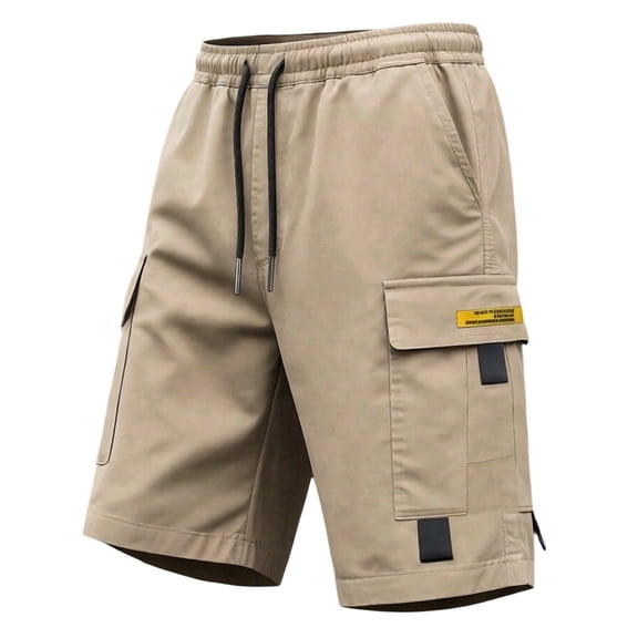 Mens Hiking 7" Cargo Pants Multi-Pockets Elastic Drawstring Waist Outdoor Climbing Shorts Fathers Gifts