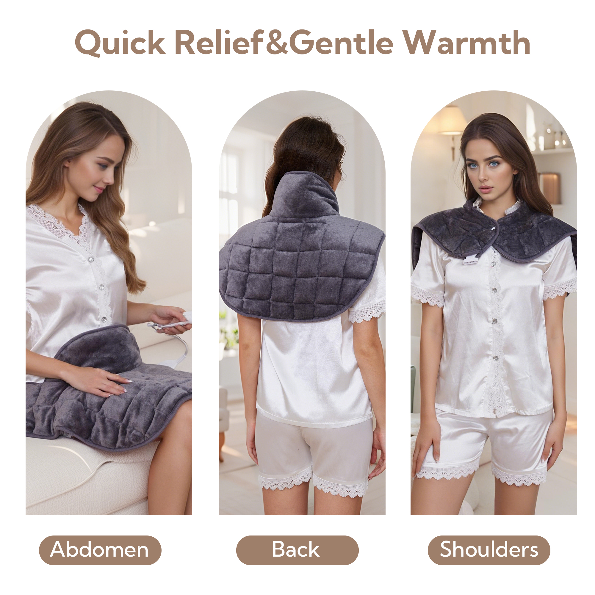 SUNNY HEAT 22.8x22.8 Inches Weinght Electric Heating Pad - Relieve Body Aches & Pains, Soft Flannel Corded ,Electric Gravity Shoulder (1 Piece)