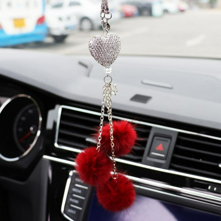 Taykoo Bling Car Accessories for Women,Diamond Crystal White Heart