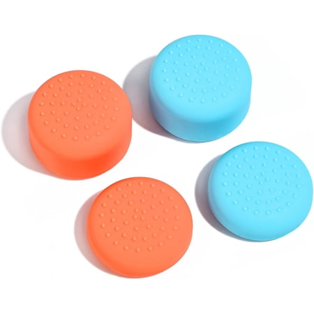 Thumb Grips Designed for Switch 2 2025 Soft Silicone Joycon Analog Controller Protective Anti-Slip Covers 4PCS Button Joy Con Joystick Caps Ergonomic Design Two Size - Blue&Red