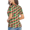 thumbnail image 3 of Vsdgher Geometric Watermelon Women Shirts V Neck Short Sleeve Tops T-Shirt Basic Tees, S to 3XLXX-Large, 3 of 5