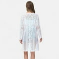 thumbnail image 6 of Women's Long Sequin Cardigan Open Front Sheer Duster Jacket- X Large, White, 6 of 7