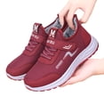 thumbnail image 5 of IEMIEMIEM Women's Winter Fur Lined Arch Support Sneakers Fashion mesh Upper Comfortable Warm Non-Slip Lightweight Hook & Loop Platform Walking Sport Shoes 6.5 wide, 5 of 5