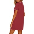 thumbnail image 5 of Byworldtasic Nightgowns for Women Button Down Sleep Shirt Short Sleeve NightShirts Boyfriend Sleepdress Soft Pajama Dress, 5 of 7