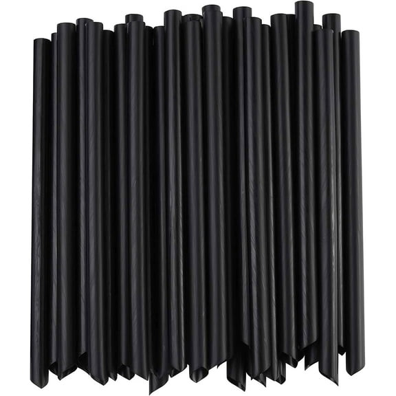 100Pcs Jumbo Smoothie Straws 11mm Extra Slanted Tip & Fat Individually Wrapped Straws 9.5" Long Flexible Disposable Drinking Straws for Bubble Tea, Popping Pearls(Black)