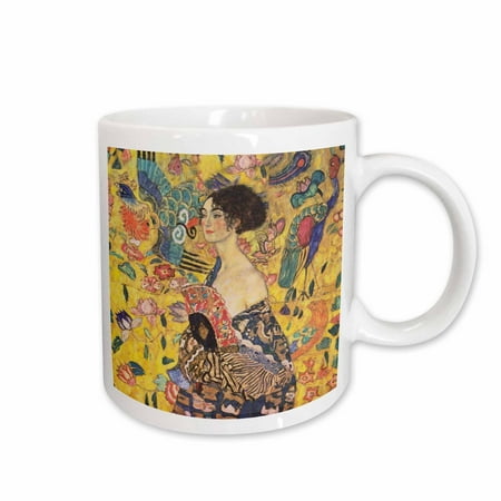 

3dRose Print of Klimt Painting Lady With Fan pd-us Ceramic Mug 11-ounce