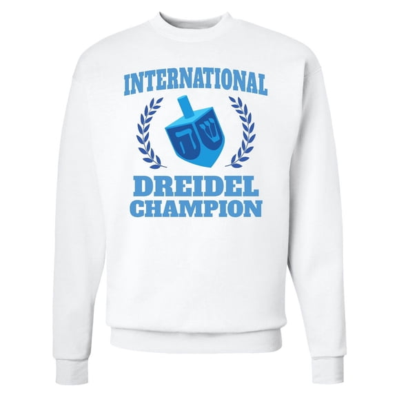 Inktastic Dreidel Champion Hanukkah with Blue Laurels Adult Sweatshirt