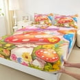 thumbnail image 4 of Feelyou Cartoon Red Mushroom Twin Sheet Sets for Kids, Dreamy Fairy Tale Twin Fitted Sheet, Kawaii Jungle Flower Flat Sheet, Ultra Soft Bedroom Decor, 3 Pieces, 4 of 8
