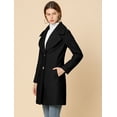thumbnail image 2 of Abrigo De Botones Con Cuello Chal Con Muescas Para Mujer Abrigo De Invierno Largo De Un Solo Pecho Con Bolsillos Negro L, 2 of 7