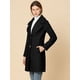 thumbnail image 2 of Abrigo De Botones Con Cuello Chal Con Muescas Para Mujer Abrigo De Invierno Largo De Un Solo Pecho Con Bolsillos Negro L, 2 of 7