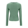 thumbnail image 5 of Green Women's Long Sleeve T-shirt, 2023 Long Sleeve Shirts For Women V Neck Henley Tops Slim Fit Basic Ribbed Knit Button Down T Shirts Tops,Women's Long sleeve T-shirt XL, 5 of 6