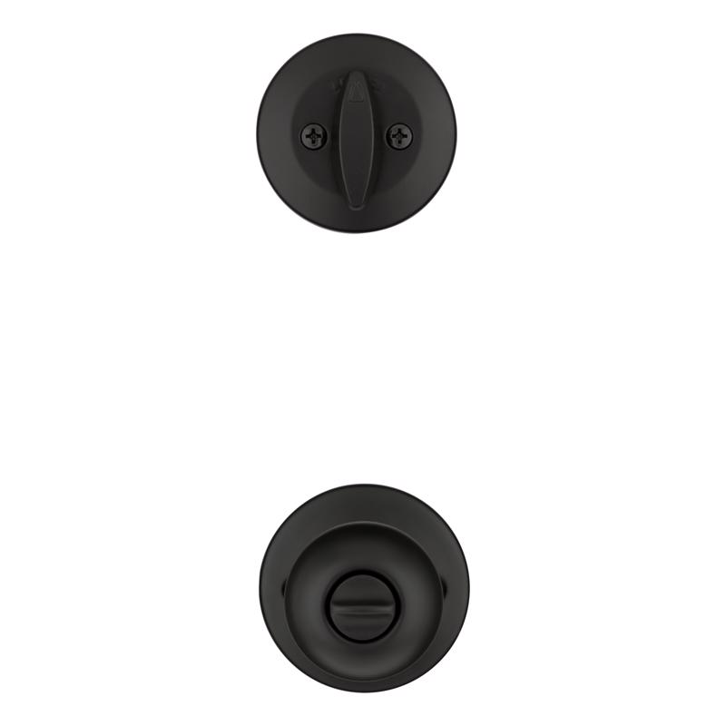 Kwikset Polo Traditional Matte Black Deadbolt and Entry Door Knob 1-3/4 in.