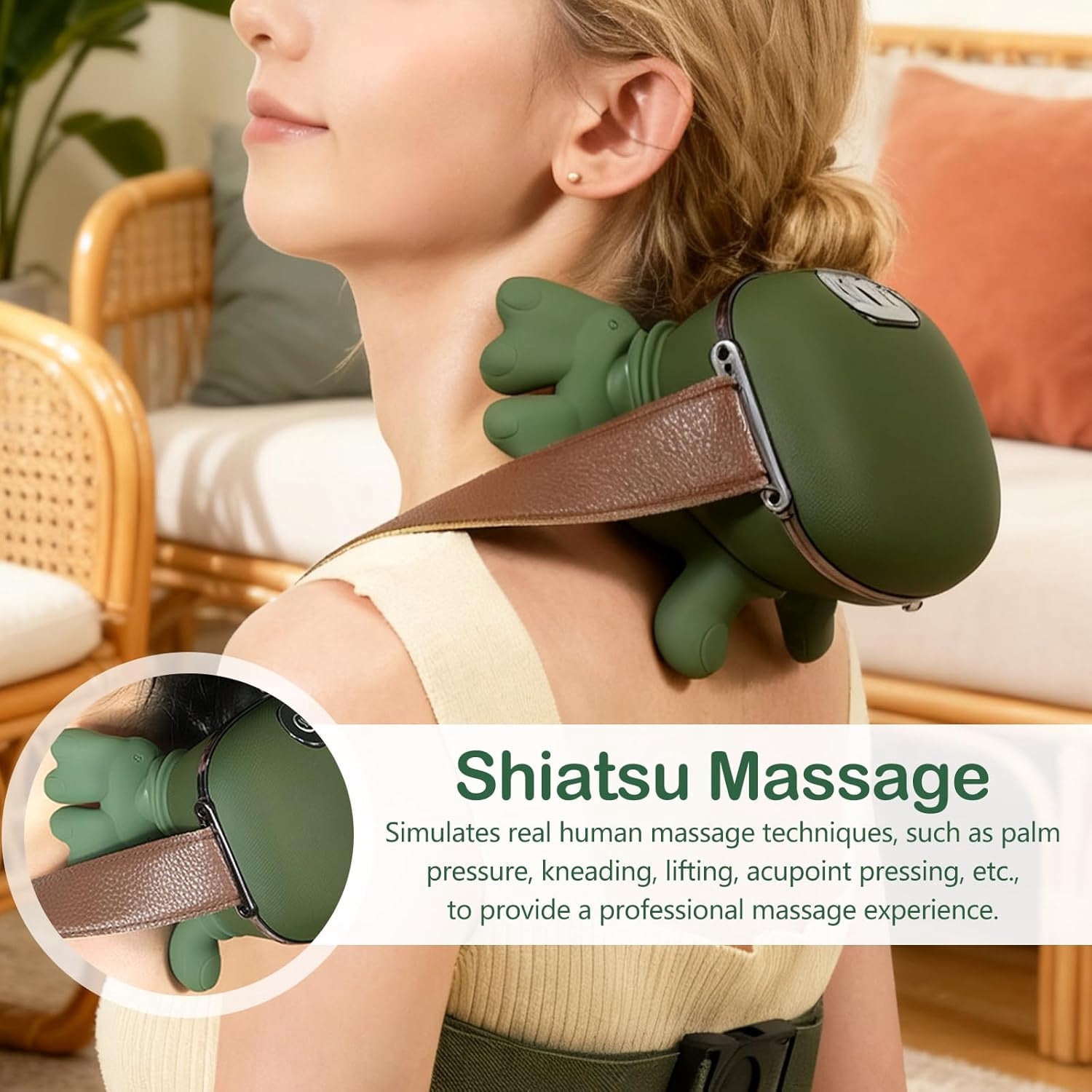 Wireless Electric Neck And Back Massager With Heat, Adjustable Intensity Levels, Portable Massage Device For Men And Women Christmas Gift