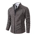 thumbnail image 3 of Men's Loose Casual Knit Stand Collar Zipper Pullover Long Sleeve Shirt for Fall Winter Daily Wear Christmas Gift,Light Brown,S, 3 of 5