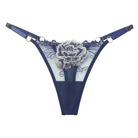 

ZMHEGW Women Panties Ladies Embroidered Thong Low Waist Cutout Underwear