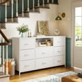 thumbnail image 4 of EnHomee 8 Drawers Dresser TV Stand with Outlet Wide Dresser&Chests of Drawers Fabric Dressers TV Console Storage Unit for Living Room, White, 4 of 7