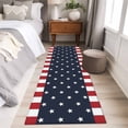 thumbnail image 4 of Rectangle Rug 2x6Ft, Independence Day Patriotic Stars on Blue Soft Non-Slip Washable Felt Carpet Pad, Red White Stripes Border Area Rugs for Living Room Bedroom Kids Room, 4 of 9