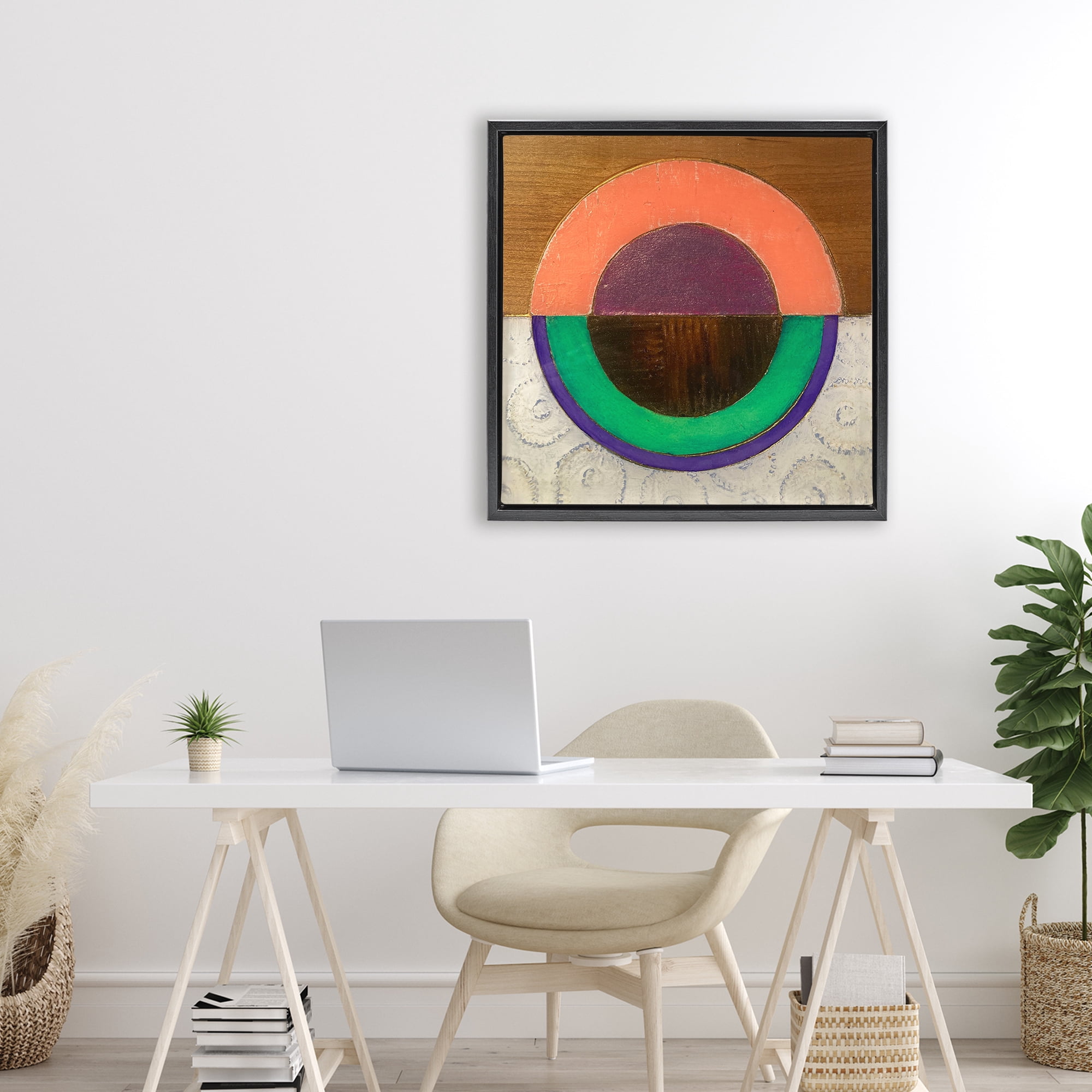 Stupell Industries Horizontal Split Circle Black Framed Floater Canvas Wall Art, design by Matthew Finger