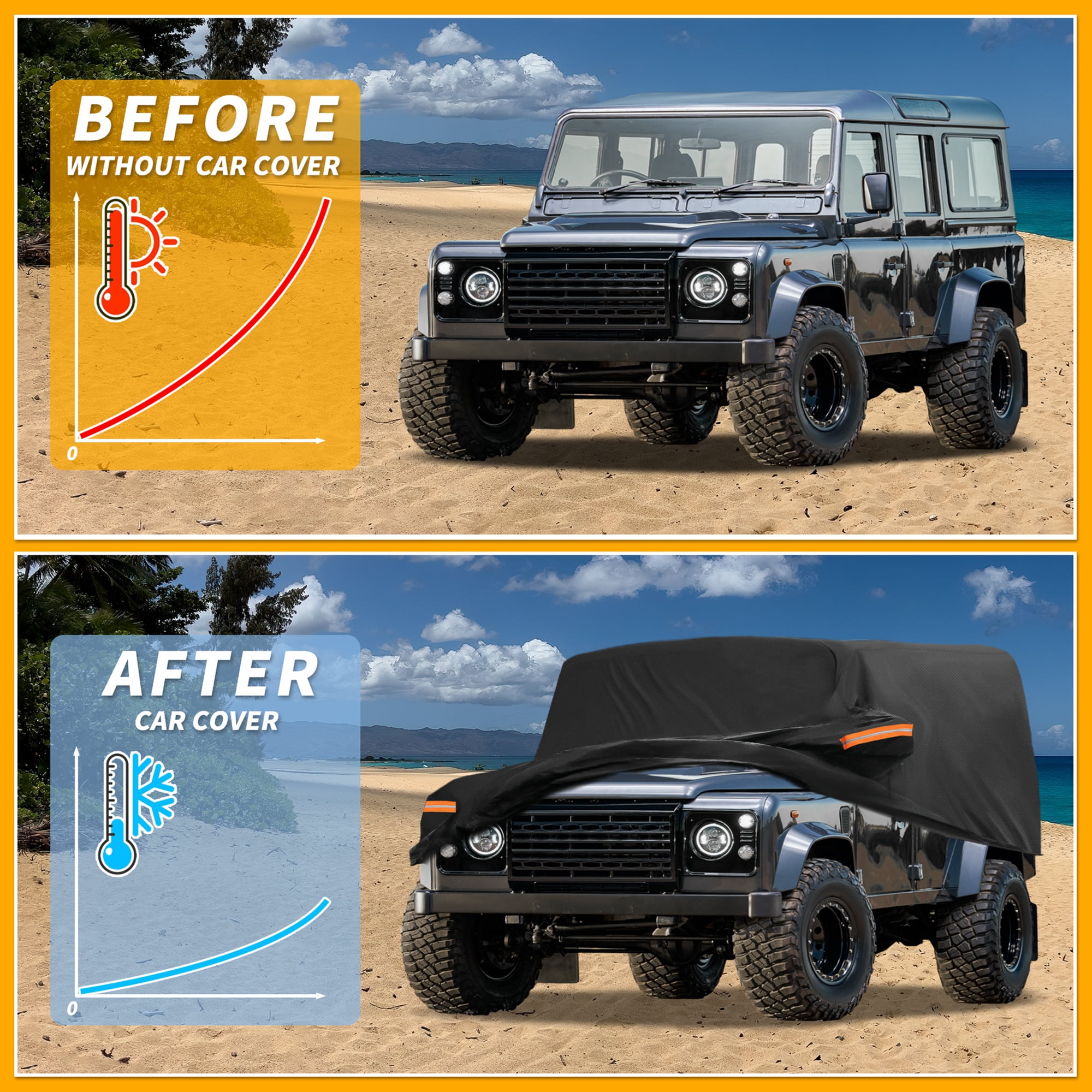 Unique Bargains UV-Resistant Car Cover Black ["for Land Rover Defender 110 2020-2025"]