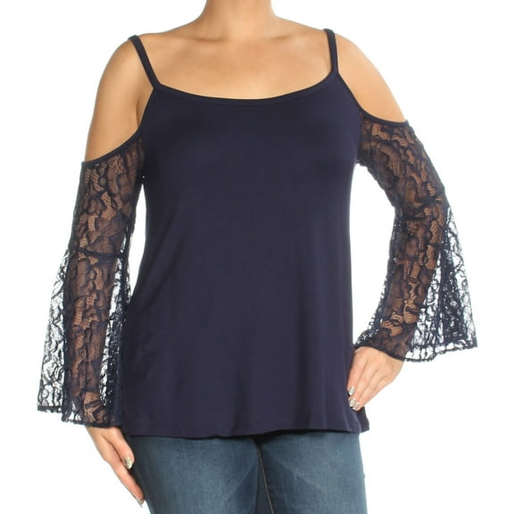 KENSIE $59 Womens New 1474 Navy Lace Bell Sleeve Square Neck Top XL B B